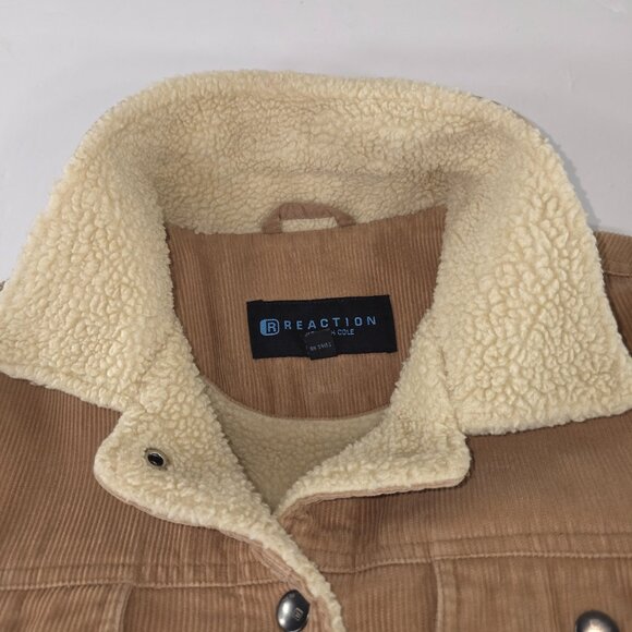 REACTION KENNETH COLE TAN CORDUROY JACKET WOMEN'S SIZE LARGE SNAP BUTTON POCKETS - Picture 10 of 16